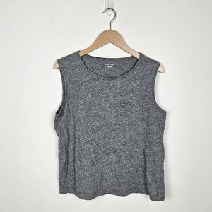 Eileen Fisher Organic Cotton Jersey Round Neck Tank Size L Gray